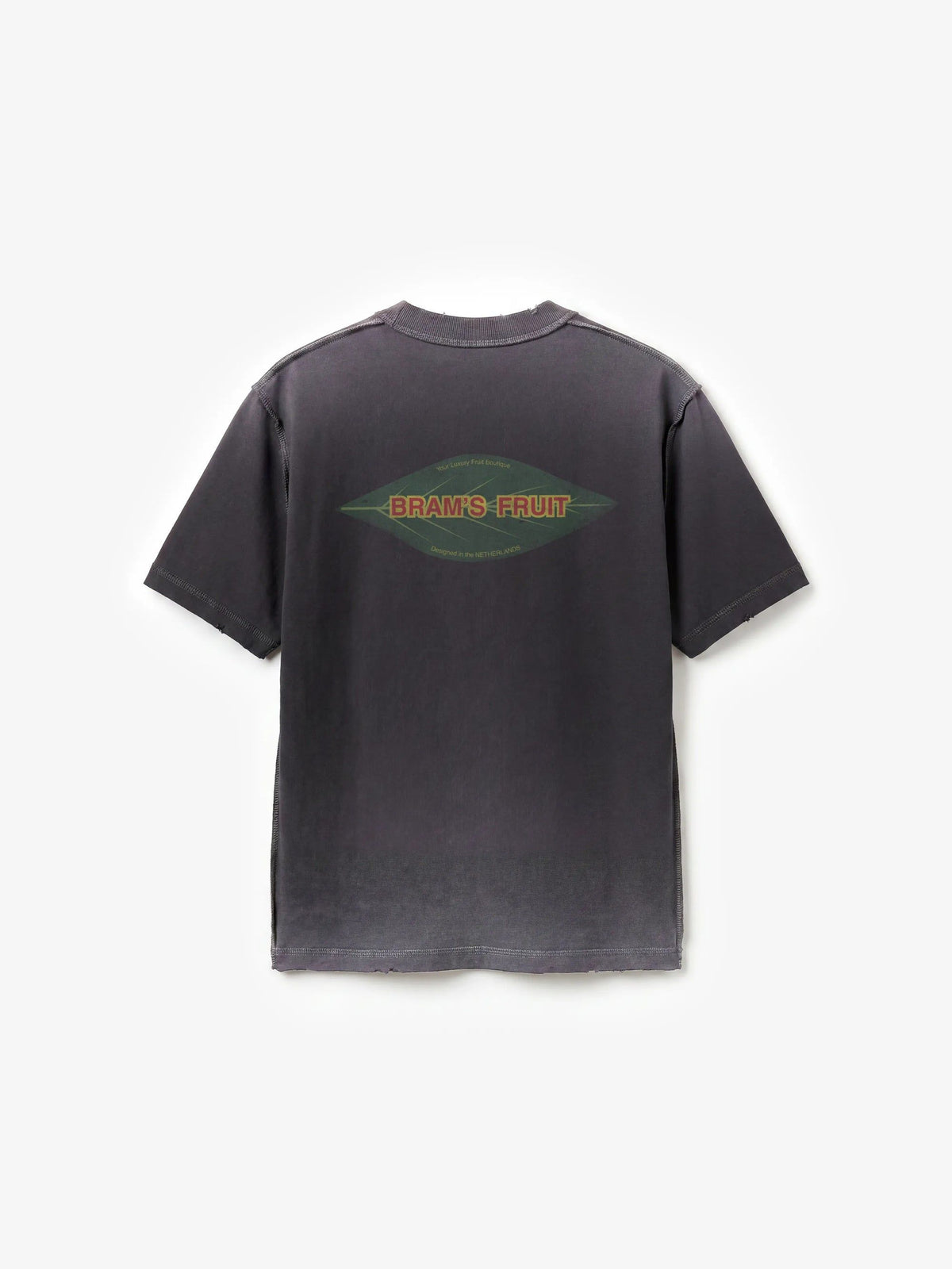 BRAM'S FRUIT Distressed Leaf T-Shirt Shadow Black