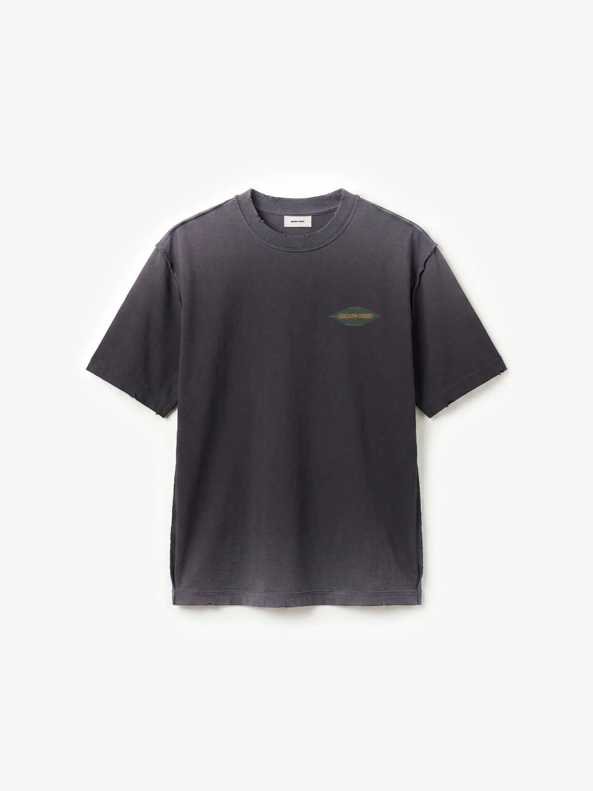 BRAM'S FRUIT Distressed Leaf T-Shirt Shadow Black