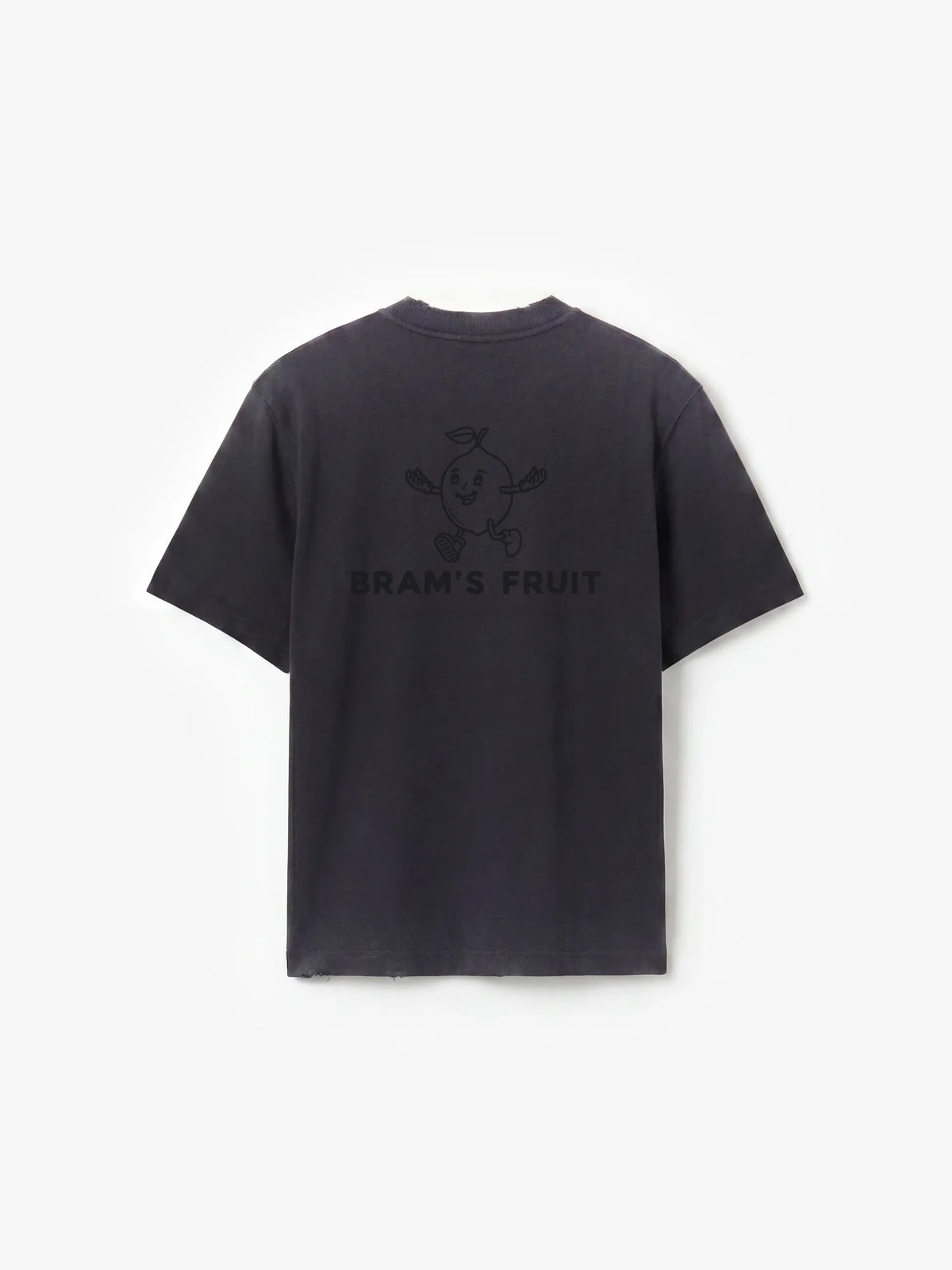 BRAM'S FRUIT Distressed Big Lemon Outline T-shirt Shadow Black