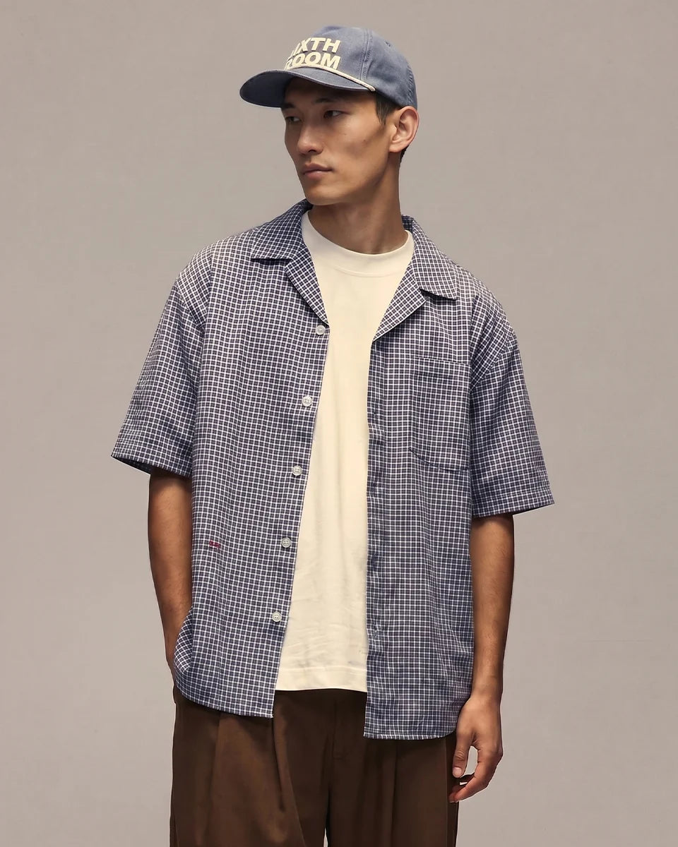 SIXTH BLOOM HOUSE Dark Blue Check Short Sleeve Shirt