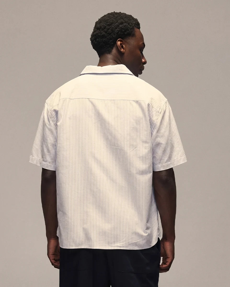 SIXTH BLOOM HOUSE Blue Oxford Stripe Short Sleeve Shirt