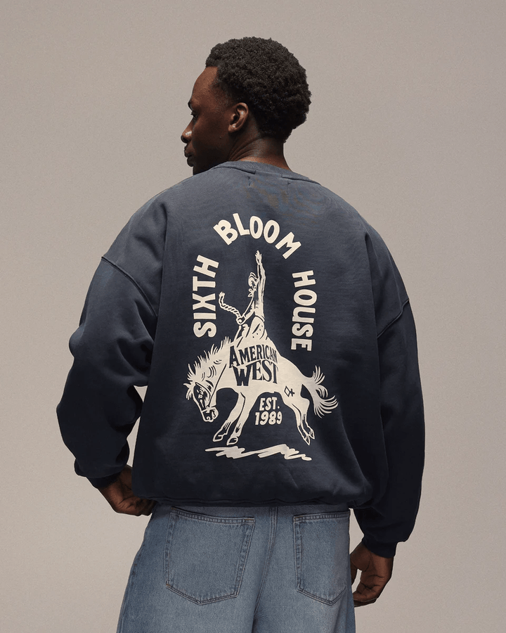 SIXTH BLOOM HOUSE Cowboy Crewneck Navy