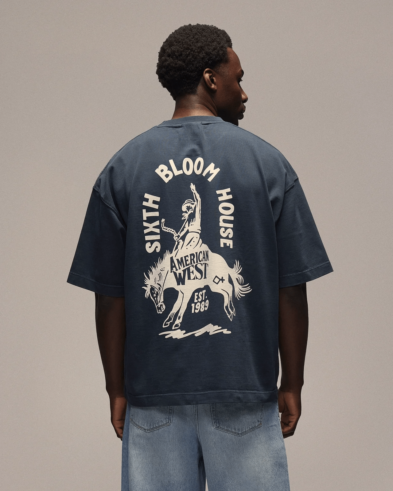 SIXTH BLOOM HOUSE Cowboy Heavy T-Shirt Navy