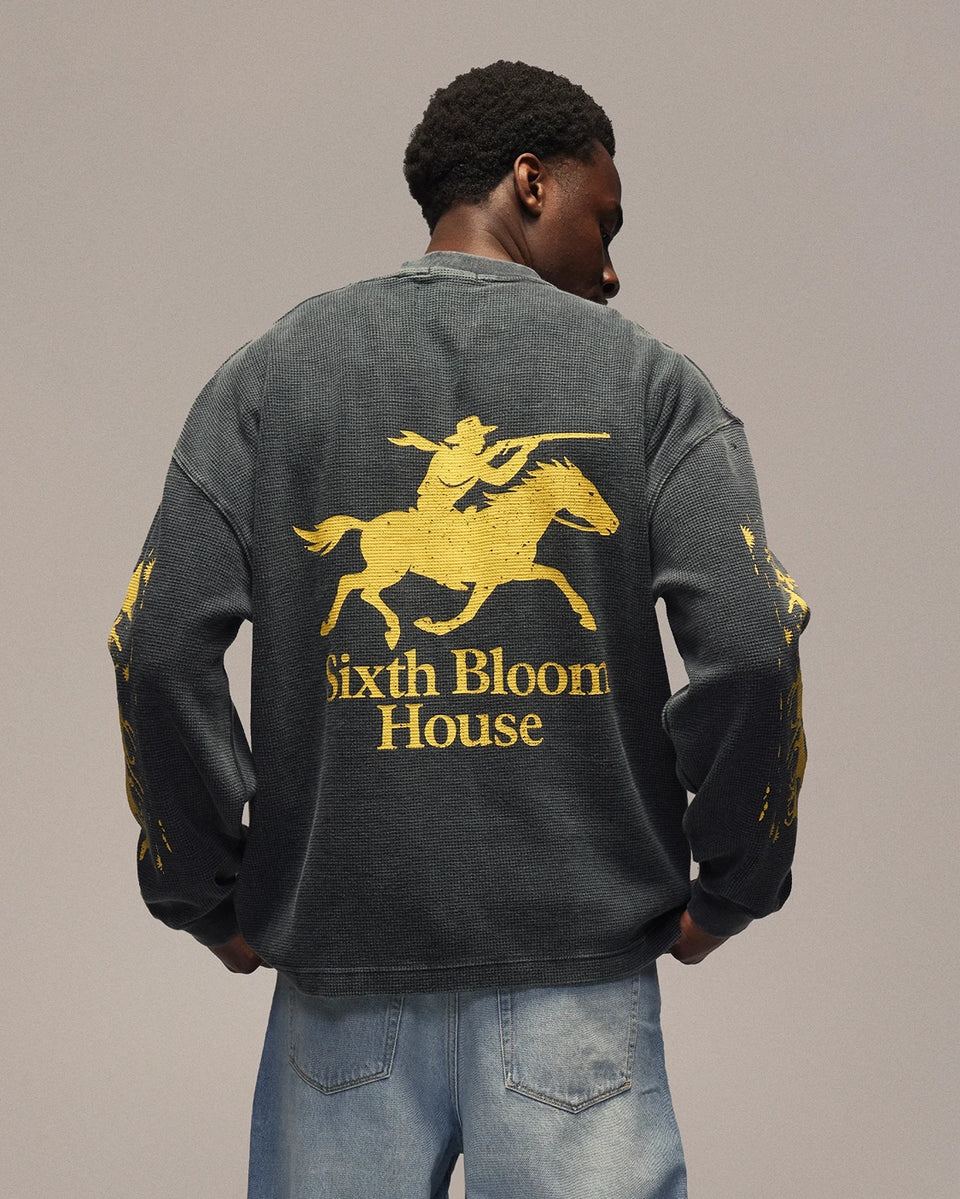 SIXTH BLOOM HOUSE Pocket Waffle Longsleeve Black
