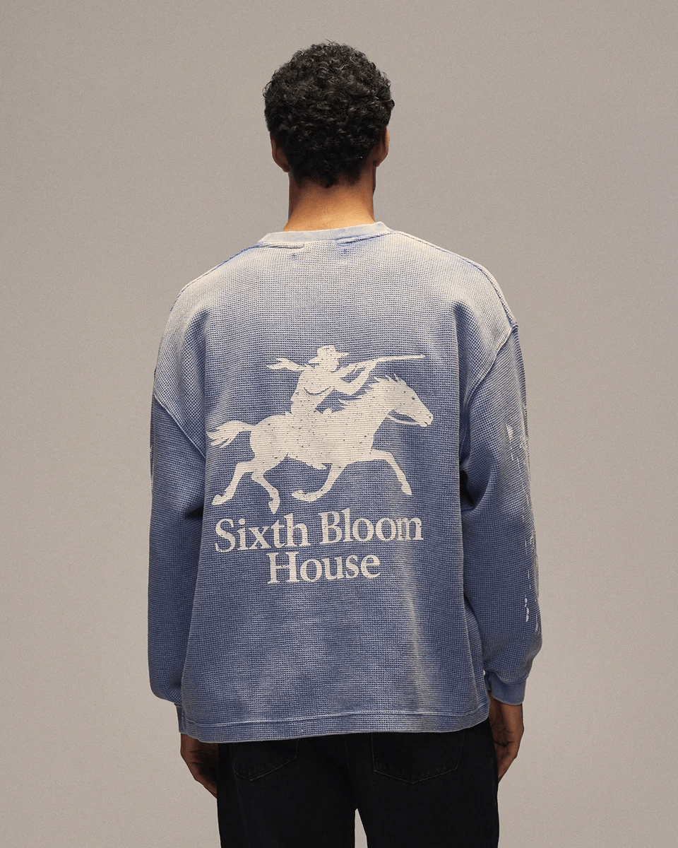 SIXTH BLOOM HOUSE Pocket Waffle Longsleeve Blue