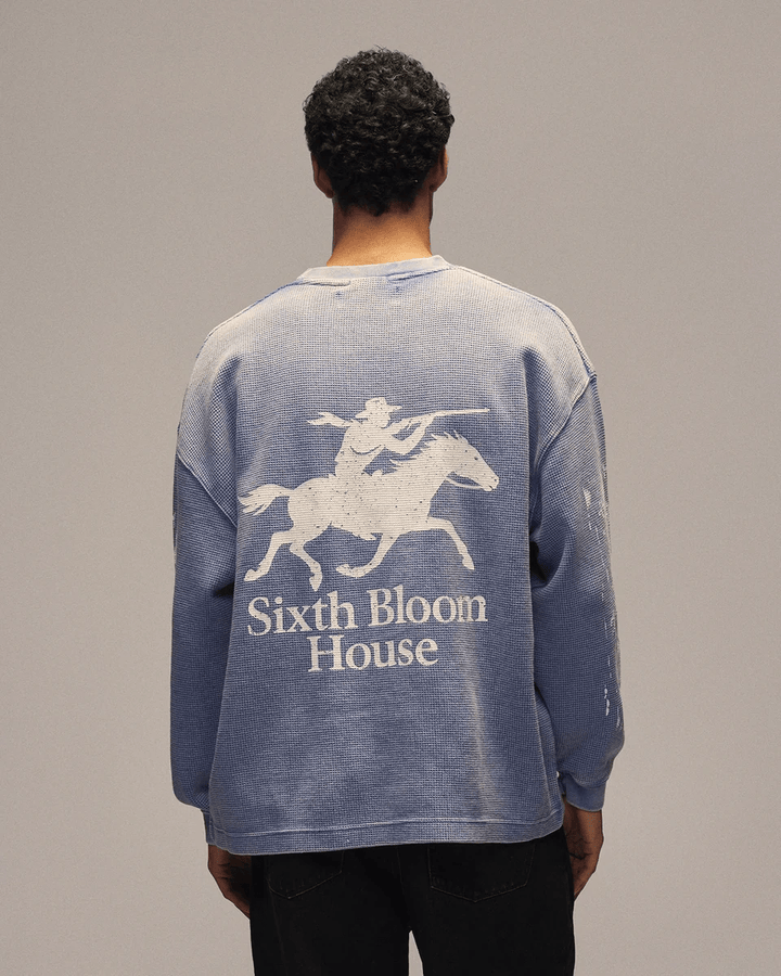 SIXTH BLOOM HOUSE Pocket Waffle Longsleeve Blue
