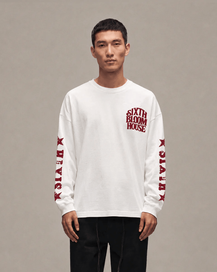 SIXTH BLOOM HOUSE Racing Bull Longsleeve White