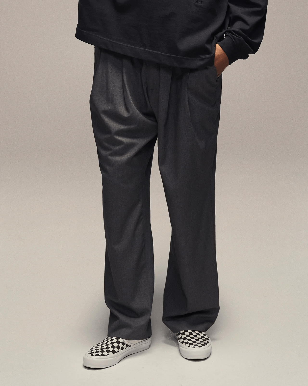 SIXTH BLOOM HOUSE Trouser Pleated Grey Melange