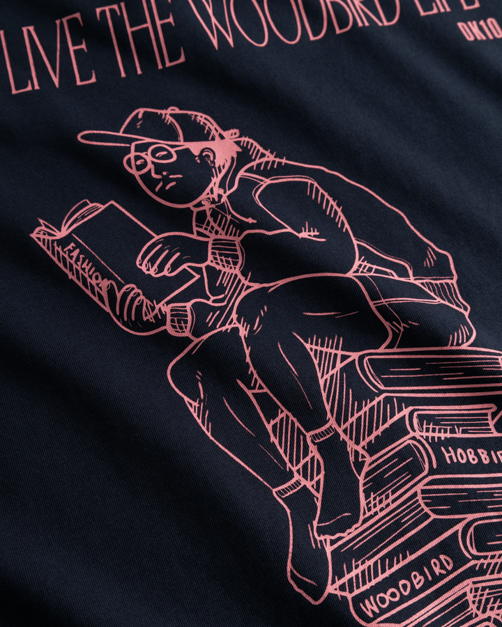 WOODBIRD Beam Book Tee Dark Navy