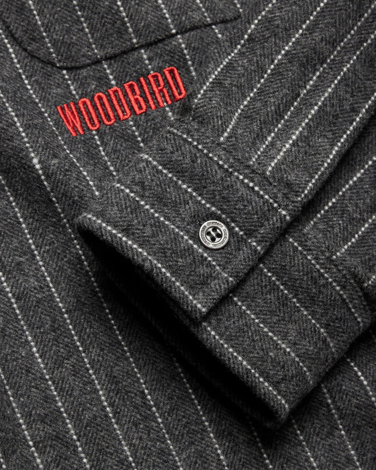 WOODBIRD Buzo Herringbone Shirt Dark Grey