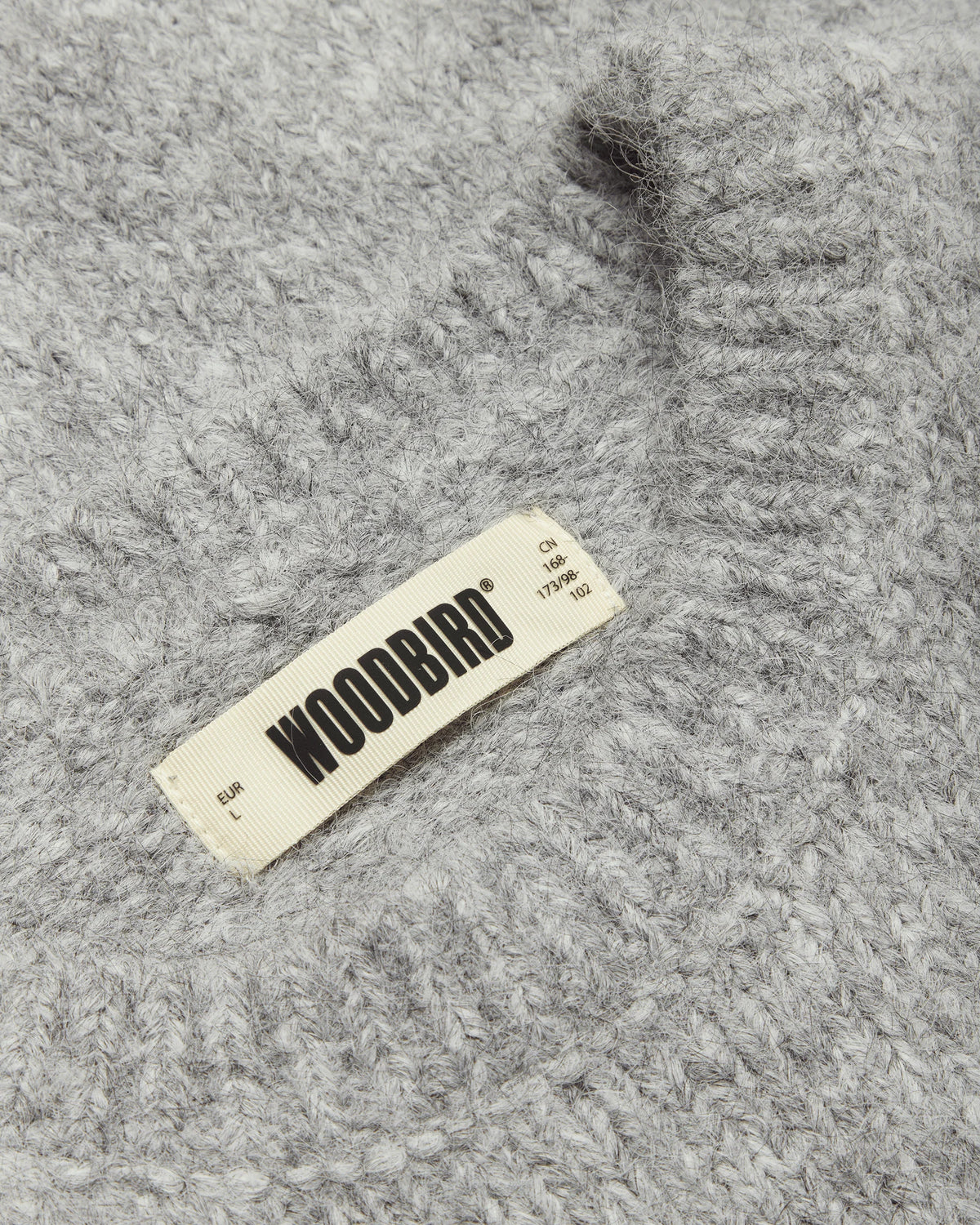 WOODBIRD WBKurt Mohairy Crew Dark Grey Melange