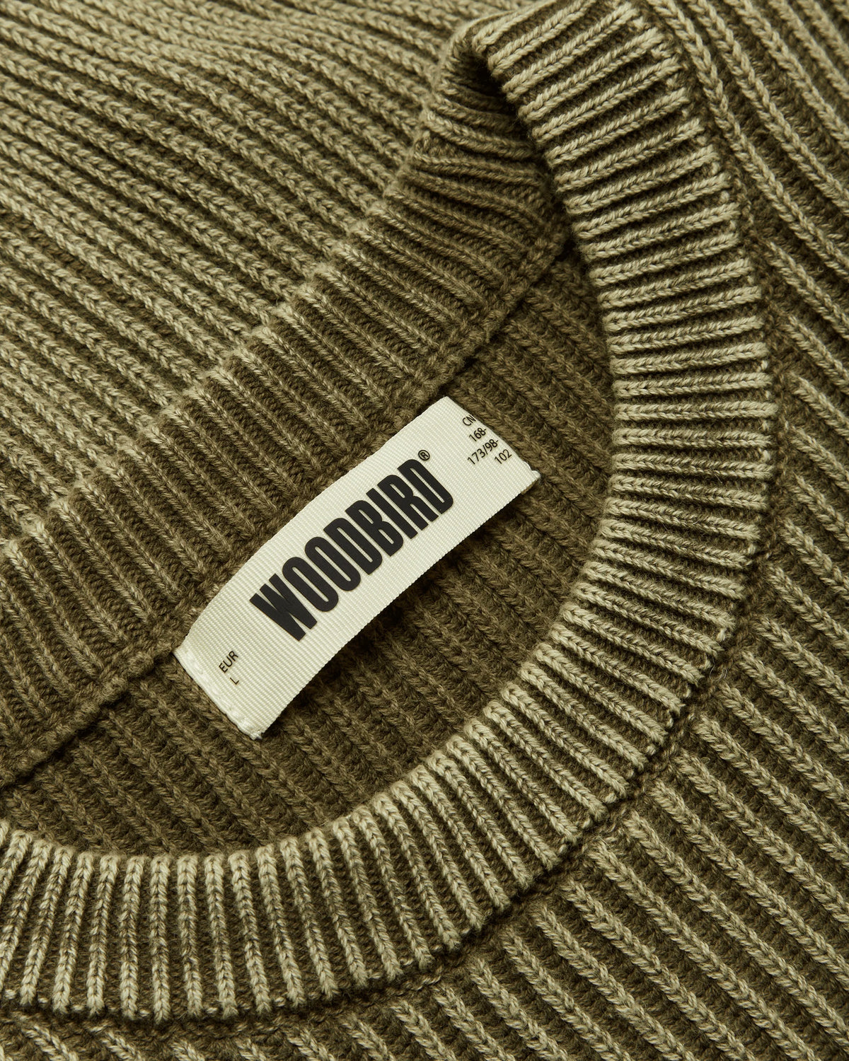 WOODBIRD WBSake Washed Crew Dark Olive
