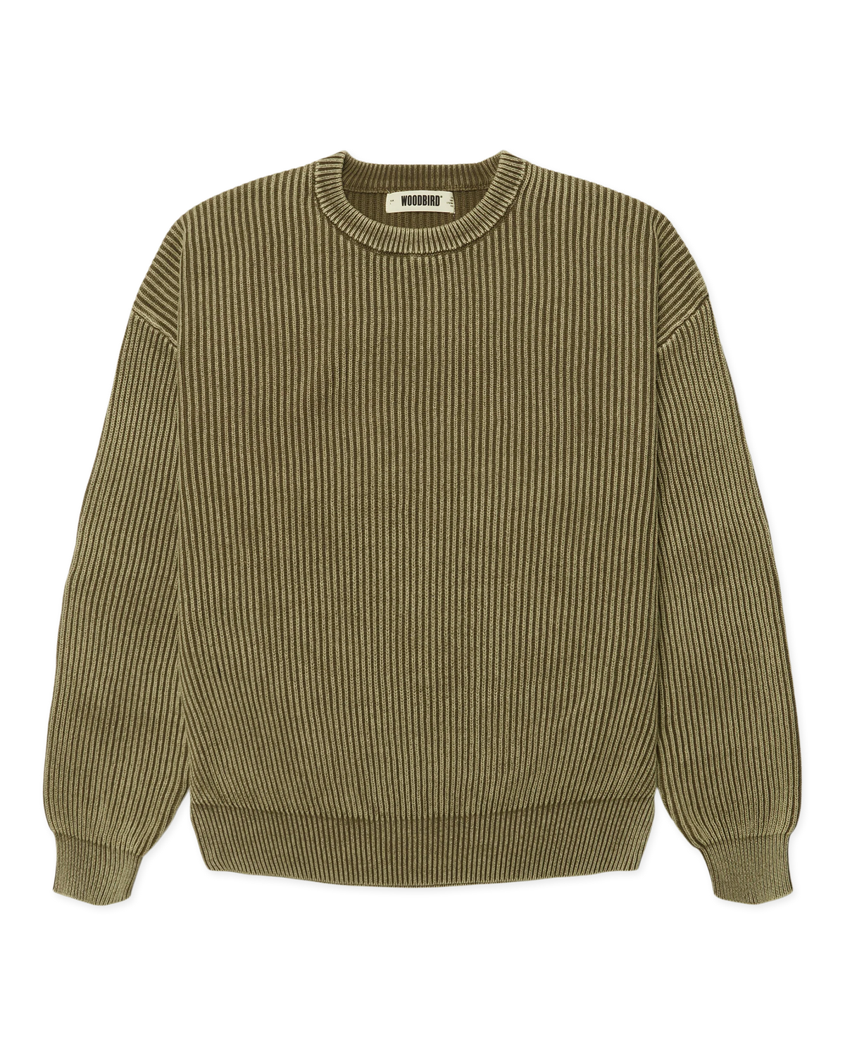 WOODBIRD WBSake Washed Crew Dark Olive