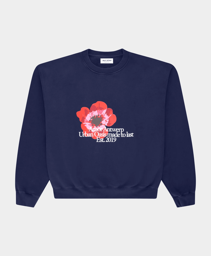 ARBOR ATNWERP Big Flower Navy Crewneck