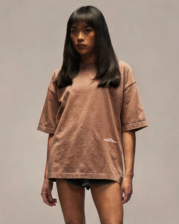 SIXTH BLOOM HOUSE Outline Logo Tee Brown