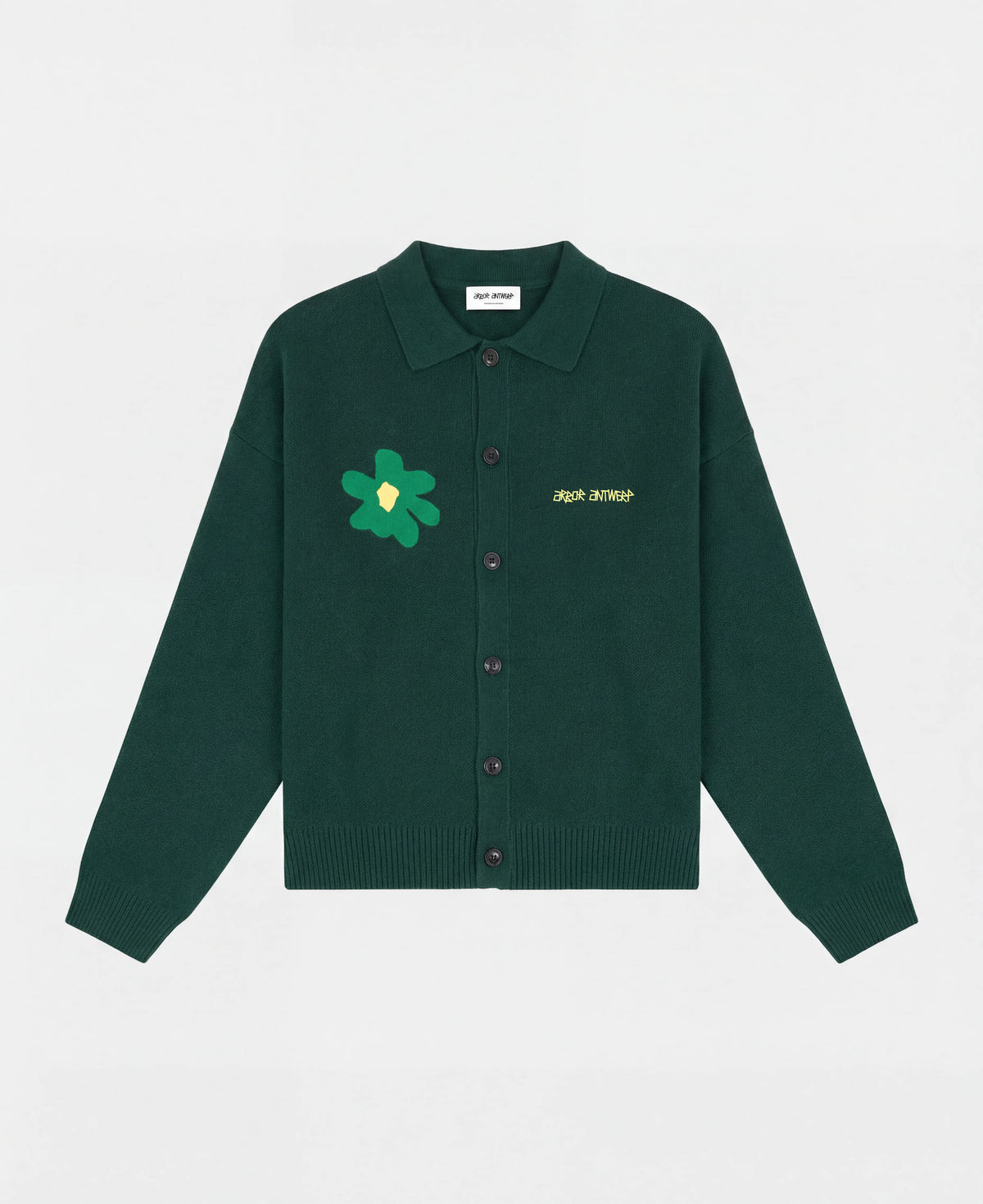 ARBOR ANTWERP Green Flower Polo Knit