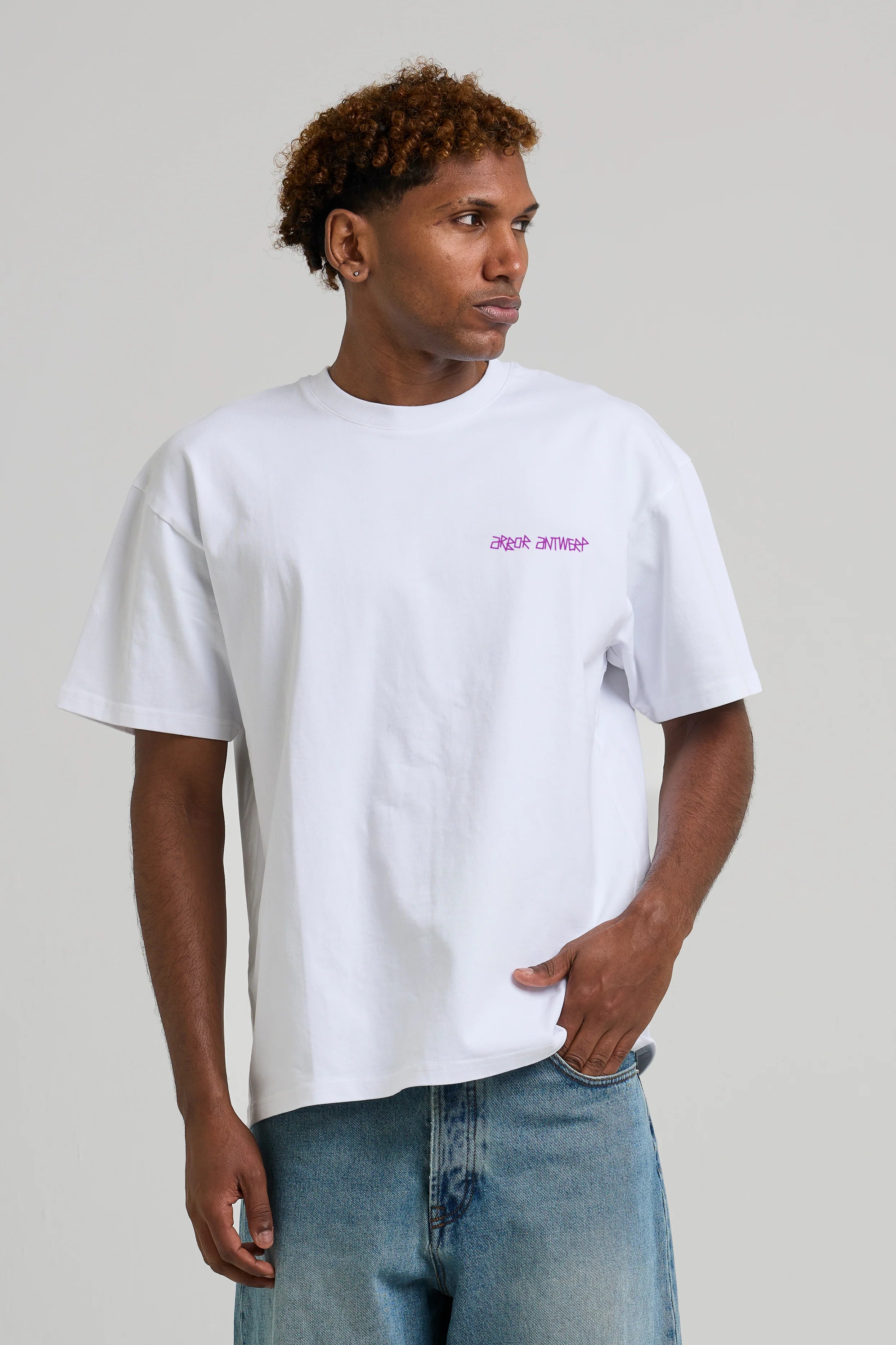 ARBOR ANTWERP Two-Tone Flower T-shirt Purple