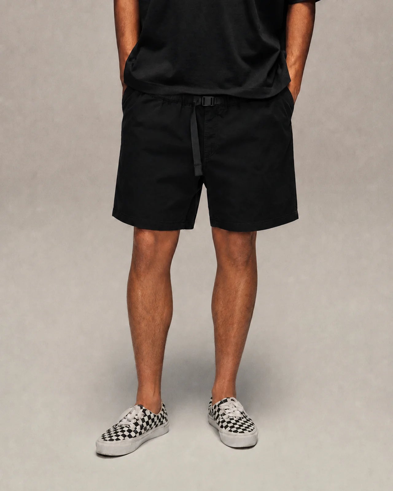 SIXTH BLOOM HOUSE Cotton Twill Belt Shorts Black