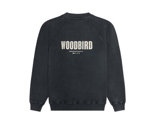 WOODBIRD Zhang Wash Logo Crew Black