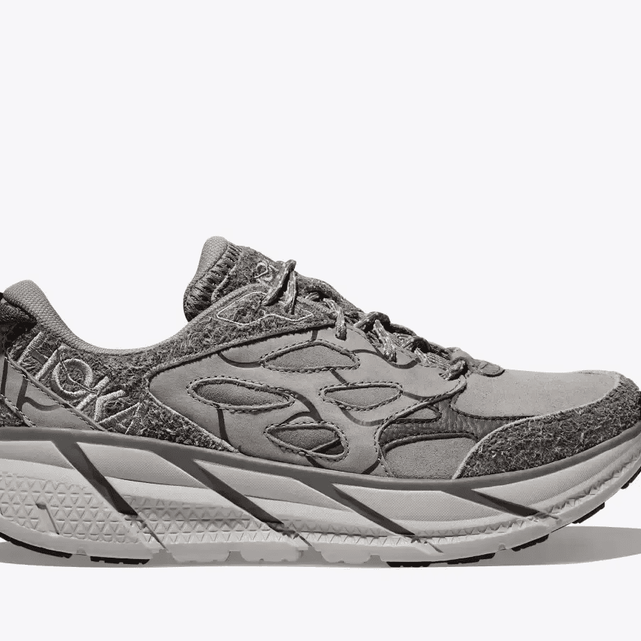 HOKA Elite Terrain System Clifton L Suede Galactic Grey