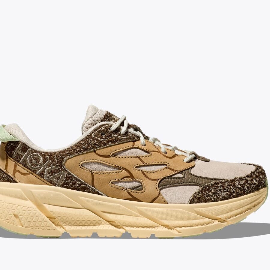 HOKA Elite Terrain System Clifton L Suede Oat Milk
