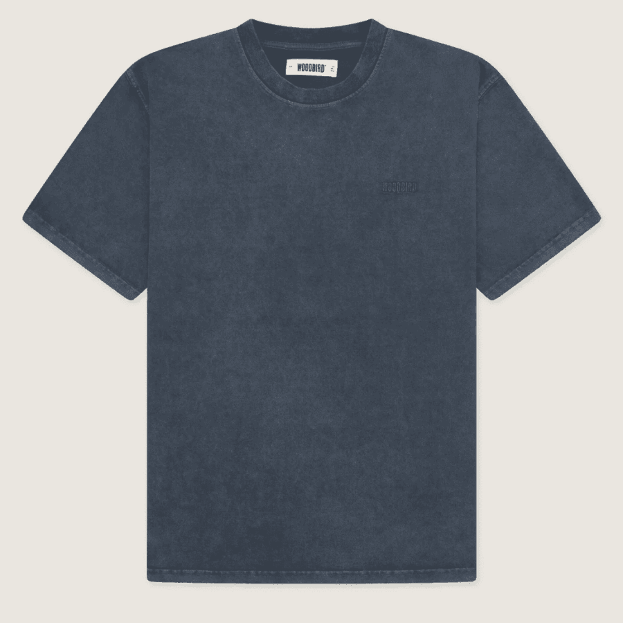 WOODBIRD Baine Washed Tee Dusty Blue