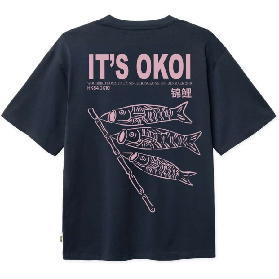 WOODBIRD Baine Koi Tee Dark Navy