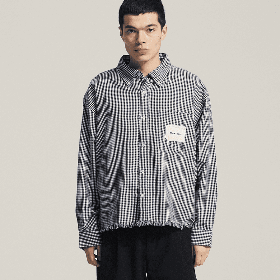 BRAM'S FRUIT Distressed Farmer's Shirt Ls Black