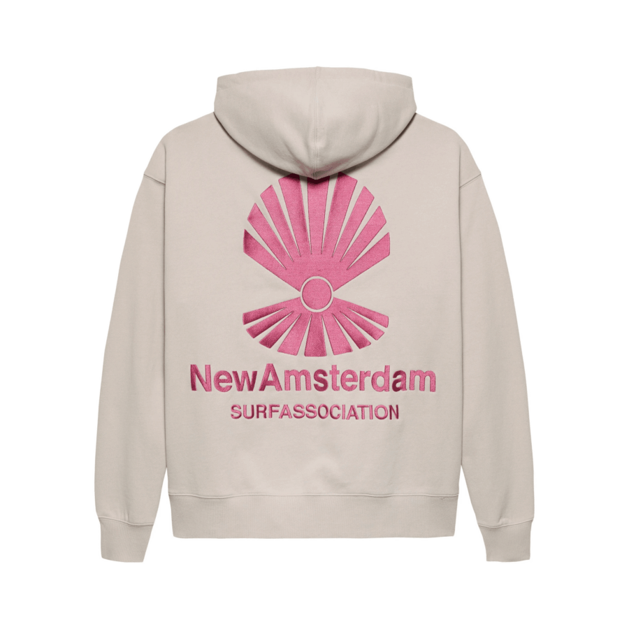 NEW AMSTERDAM SURF ASSOCIATION Logo Hoodie Zip-Up Pebble/Magenta