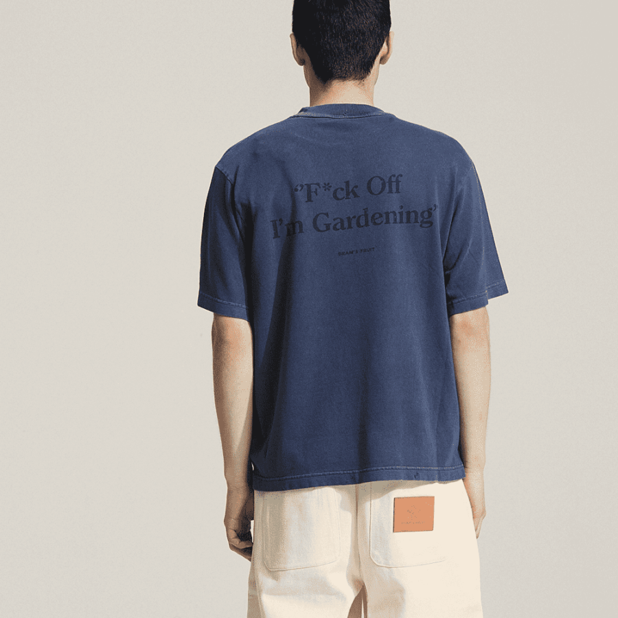 BRAM'S FRUIT Distressed F*Ck Off T-Shirt Washed Midnight Blue