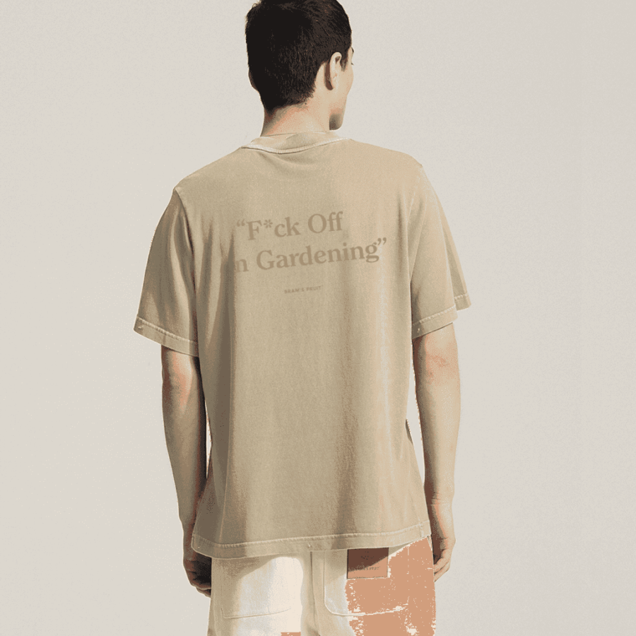 BRAM'S FRUIT Distressed F*Ck Off T-Shirt Washed Khaki