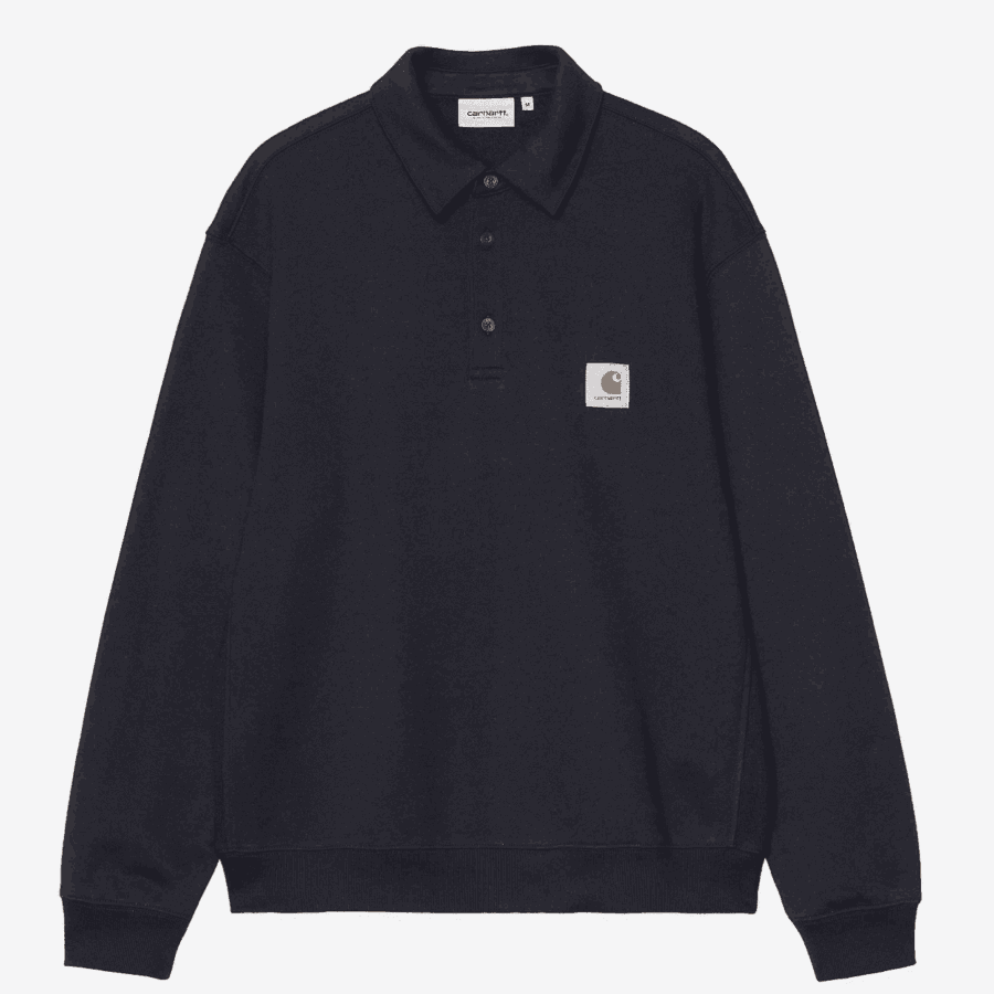 CARHARTT WIP Polo Sweatshirt Cotton Sweat Deep Night
