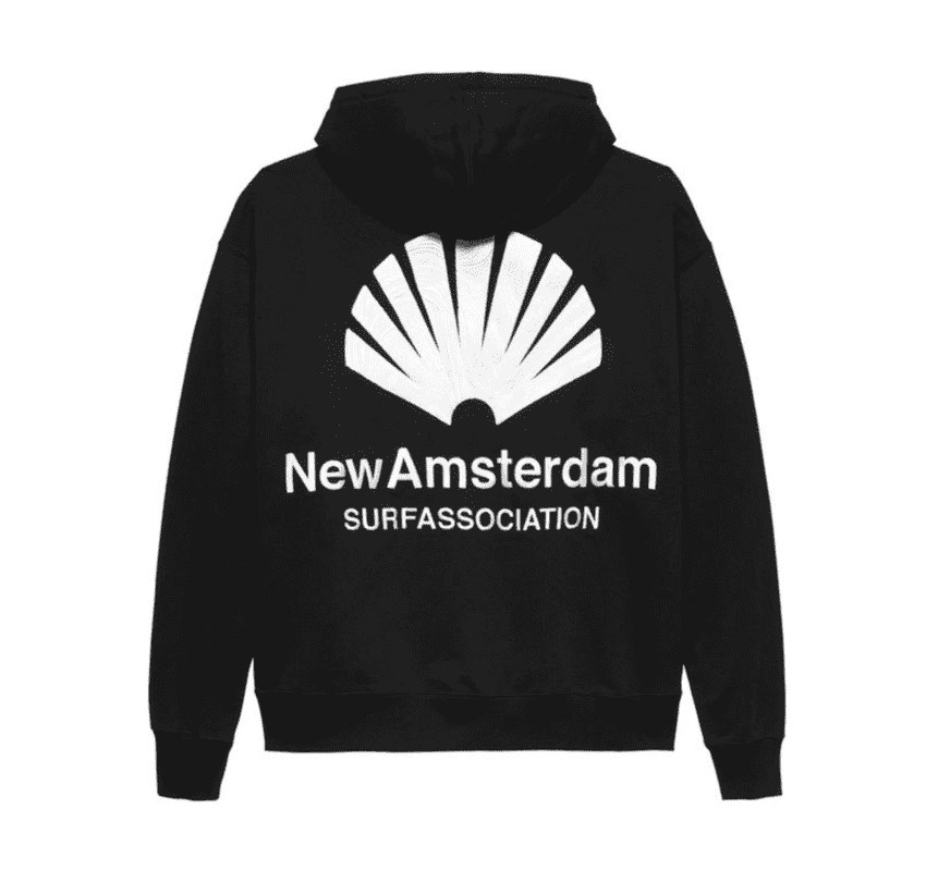NEW AMSTERDAM SURF ASSOCIATION Logo Hoodie Black White