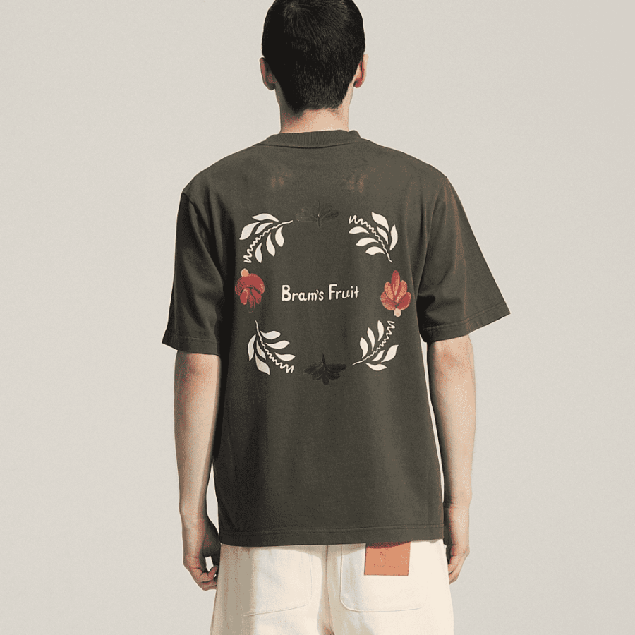 BRAM'S FRUIT Flora T-Shirt Solid Charcoal Black