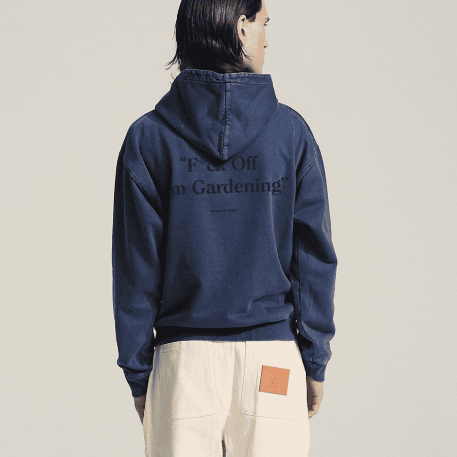 BRAM'S FRUIT Distressed “F*ck Off” Zipper Hoodie - Washed Navy