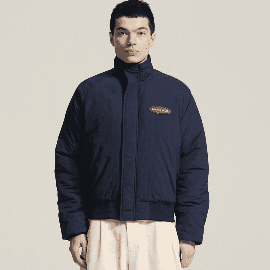 BRAM'S FRUIT Emblem Patch Padded Jacket Navy