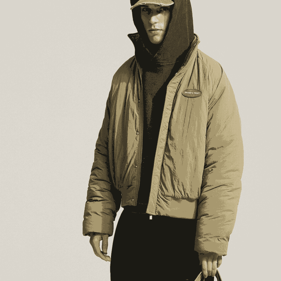 BRAM'S FRUIT Emblem Patch Padded Jacket Green
