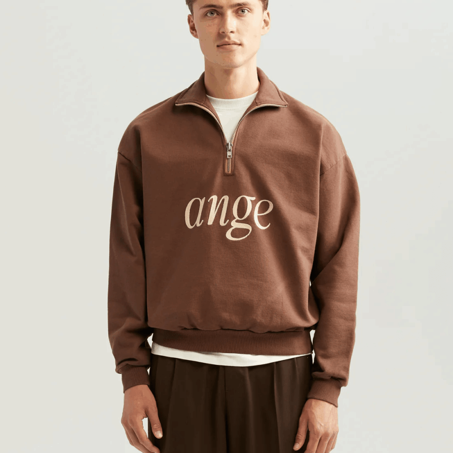ANGE PROJECTS Zipped Roll Neck Sweater Brown
