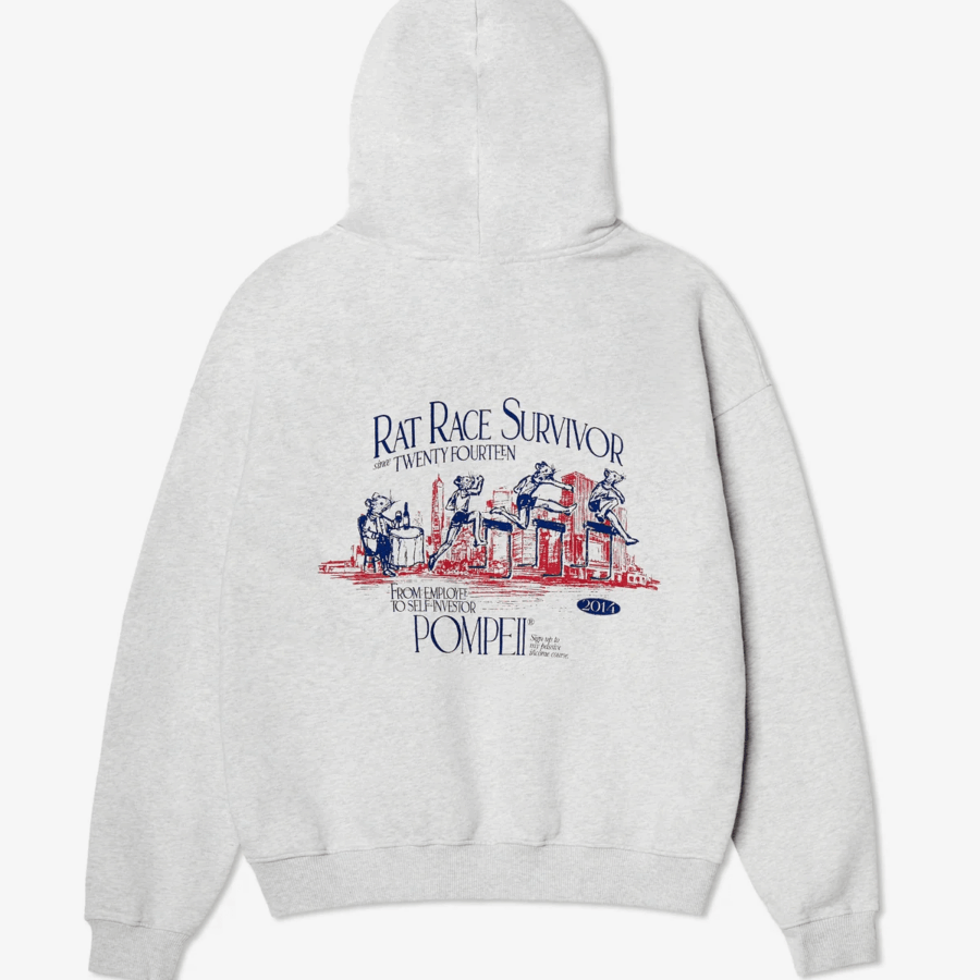 POMPEII Rat Race Light Grey Regular Hoodie