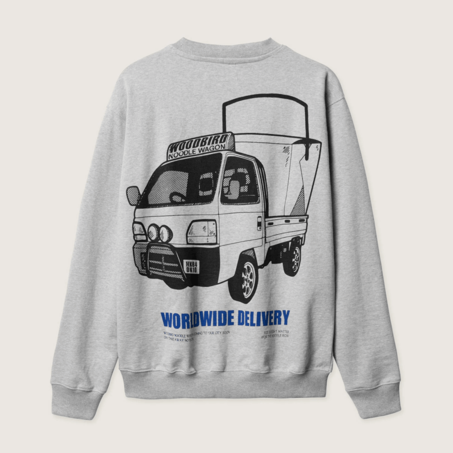 WOODBIRD Cane Truck Crew Light Grey Melange