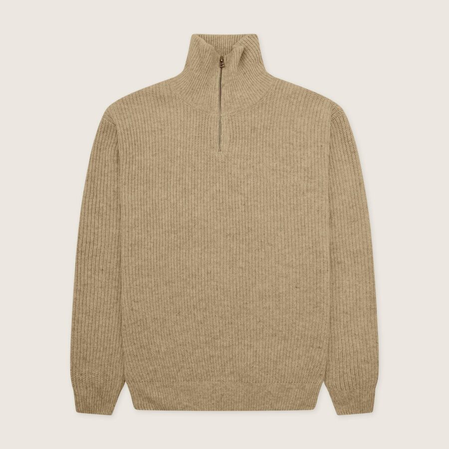 WOODBIRD lass Wool Half Zip Stone