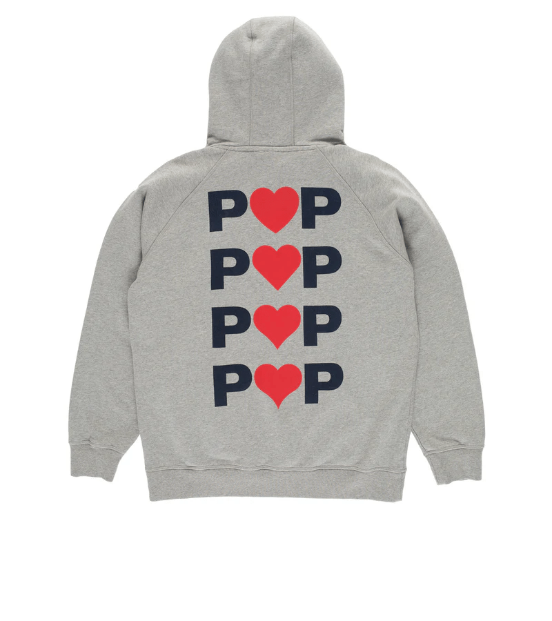 POP Trading Company Hearts Hooded Sweat Heather Grey