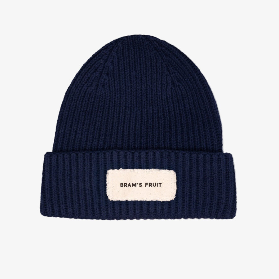 BRAM'S FRUIT Beanie Distressed Label Navy