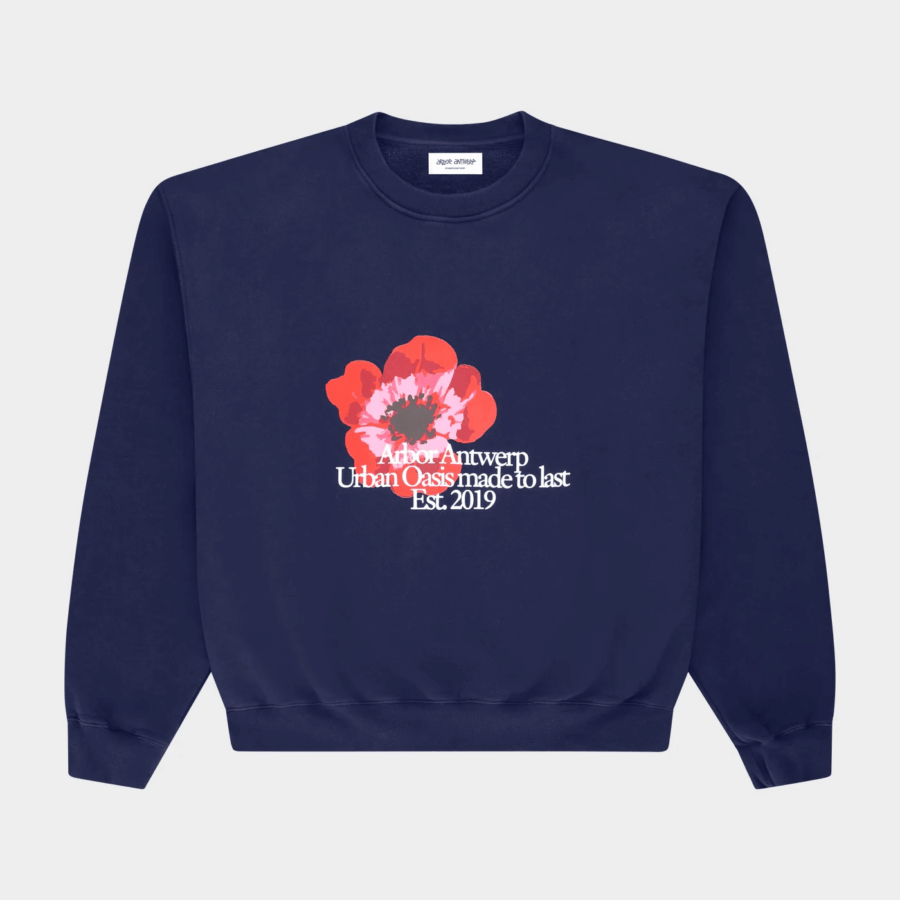 ARBOR ATNWERP Big Flower Navy Crewneck
