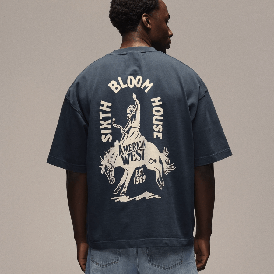 SIXTH BLOOM HOUSE Cowboy Heavy T-Shirt Navy