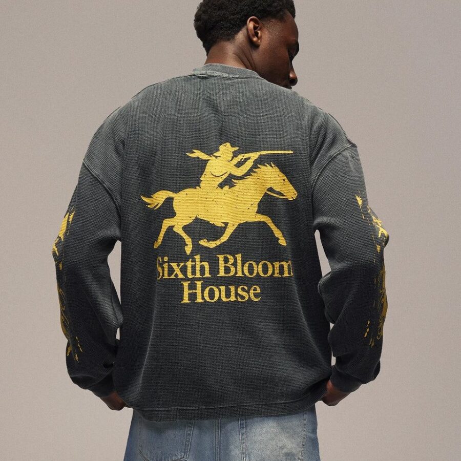 SIXTH BLOOM HOUSE Pocket Waffle Longsleeve Black