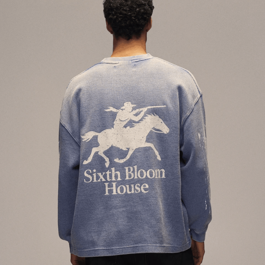 SIXTH BLOOM HOUSE Pocket Waffle Longsleeve Blue