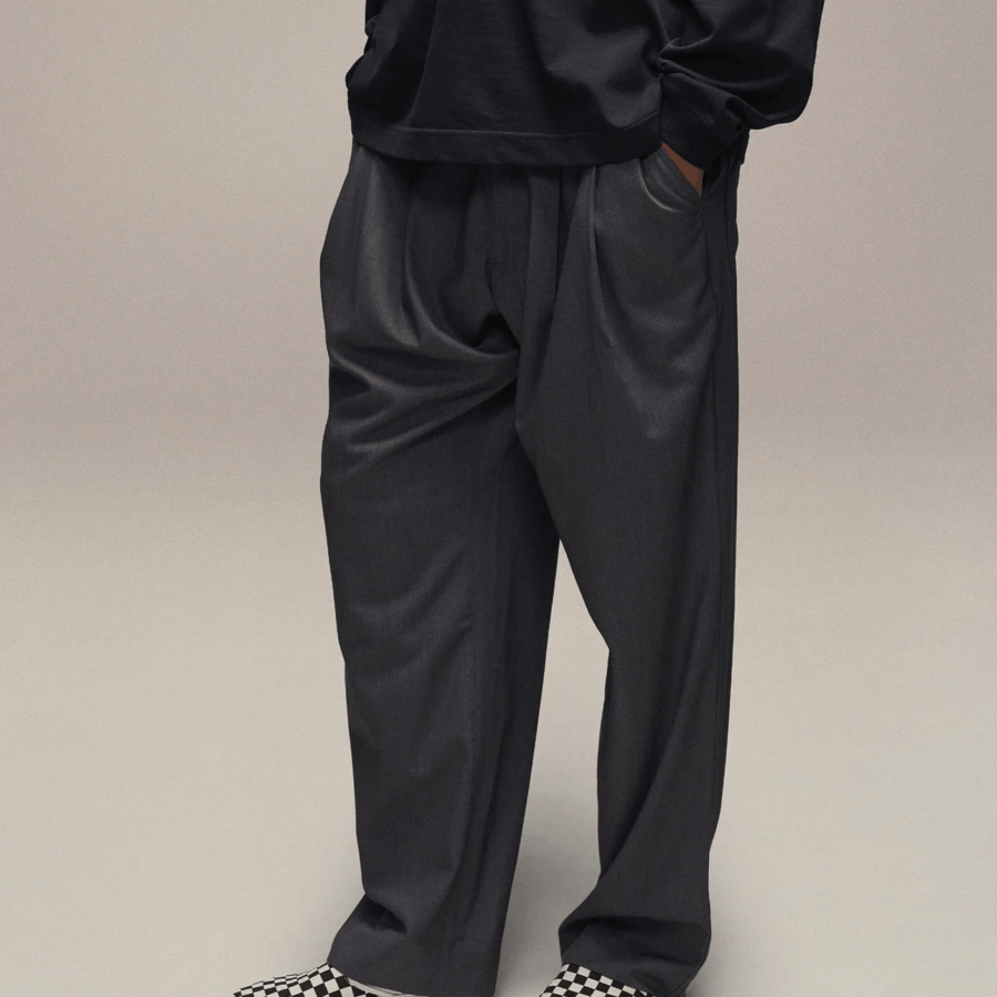 SIXTH BLOOM HOUSE Trouser Pleated Grey Melange
