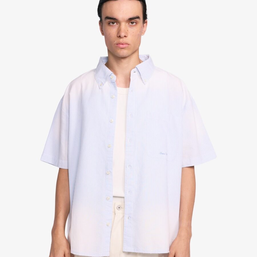 BRAM'S FRUIT Distressed Oxford Shirt Shortsleeve Light Blue